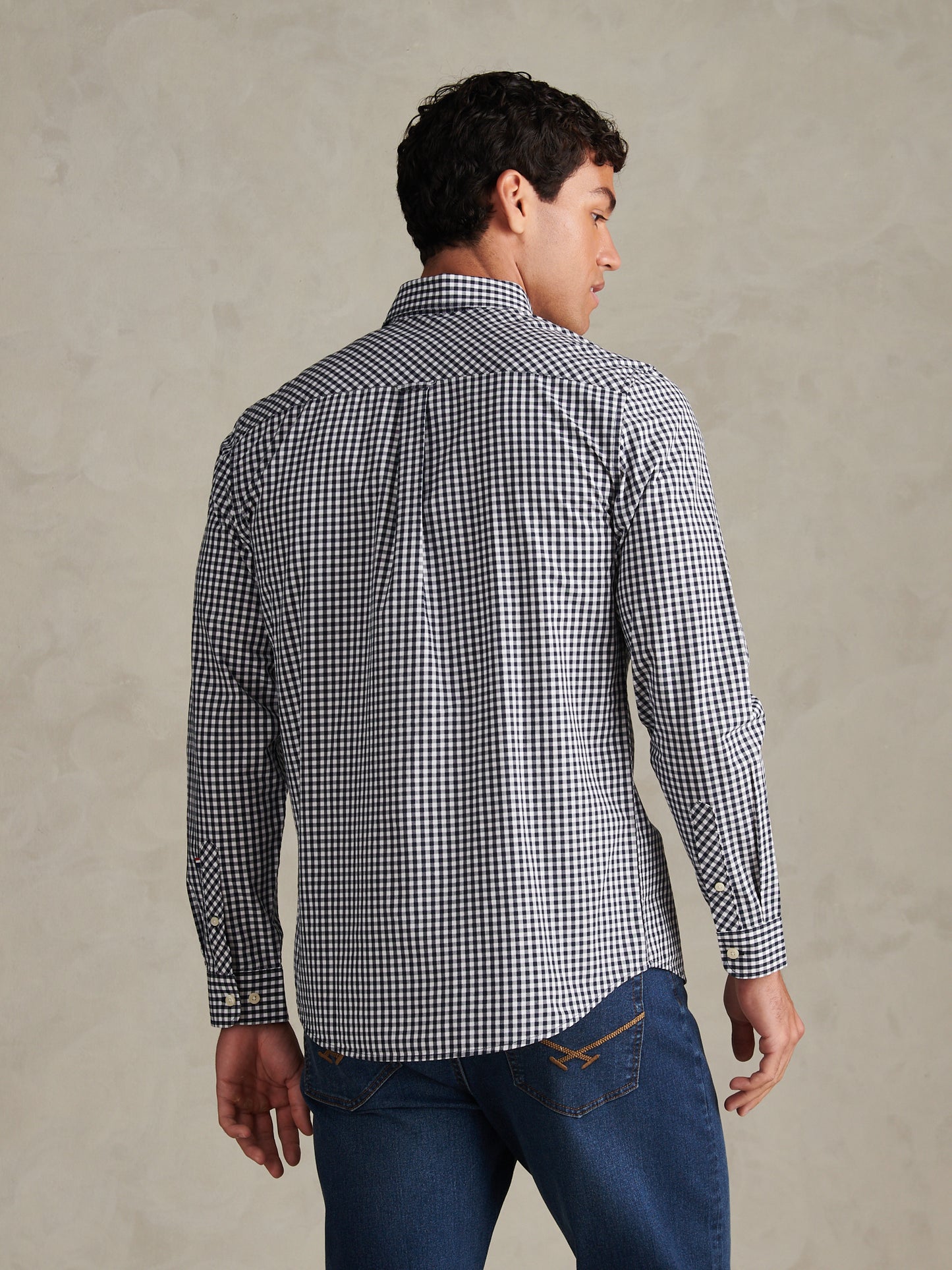 Mens Gingham Shirt Dark Sapphire Navy
