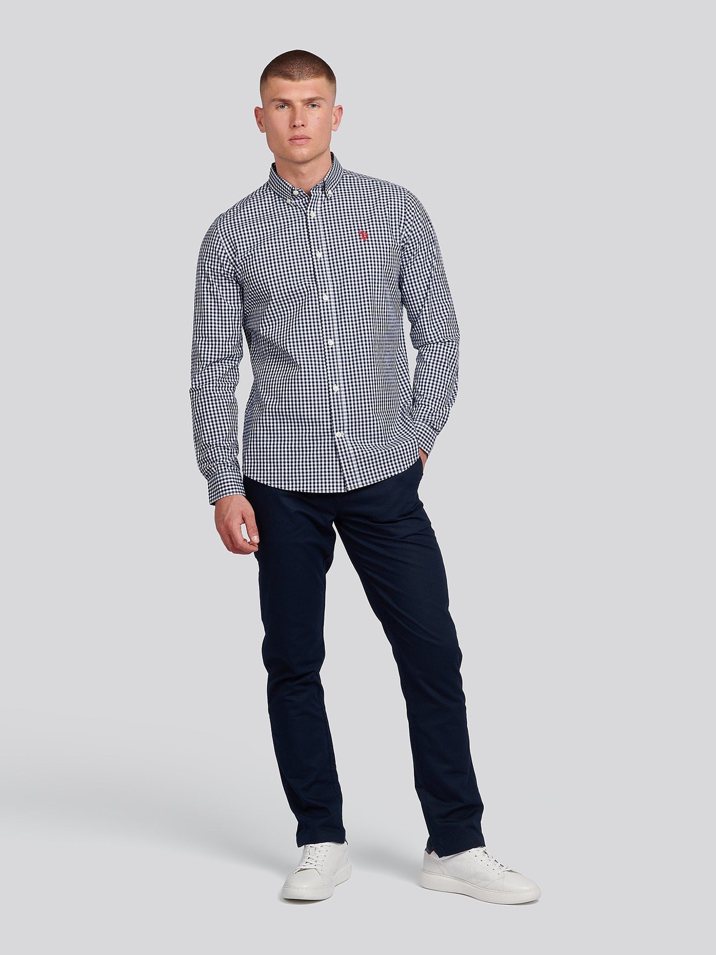 Mens Gingham Shirt Dark Sapphire Navy