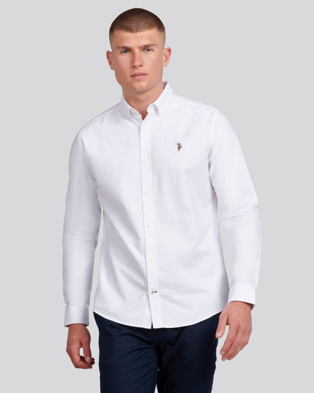 Mens Peached Oxford Shirt in Bright White