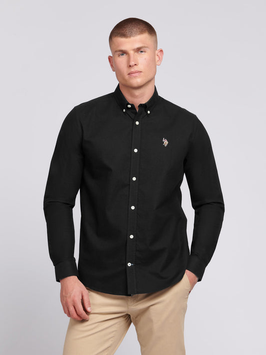 Mens Peached Oxford Shirt in Black