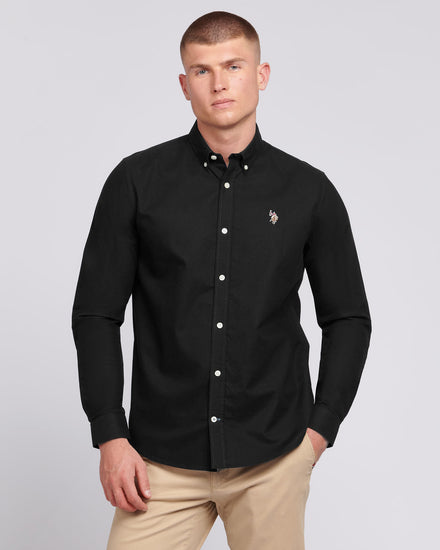 Mens Peached Oxford Shirt in Black