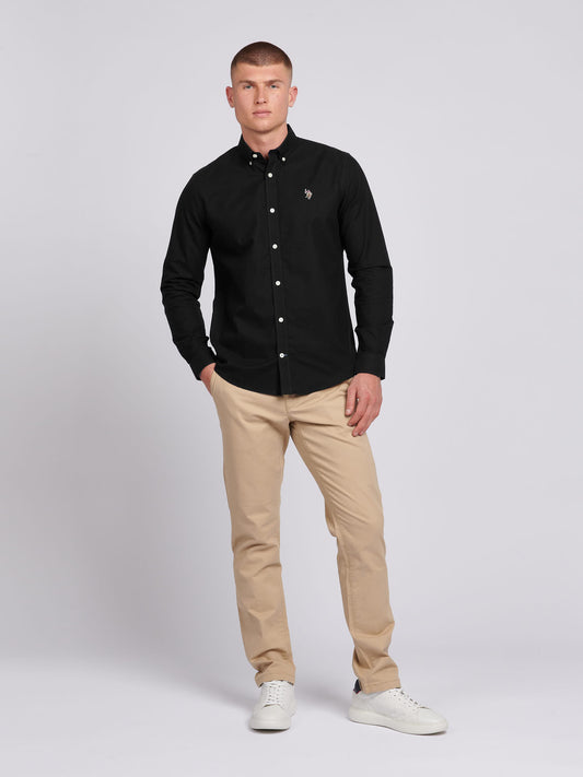 Mens Peached Oxford Shirt in Black