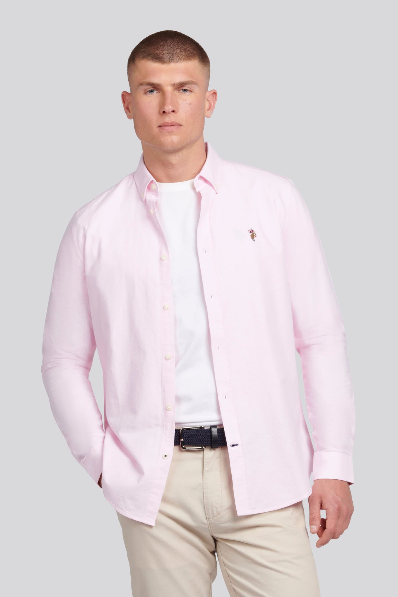 U.S. Polo Assn. Mens Peached Oxford Shirt in Orchid Pink