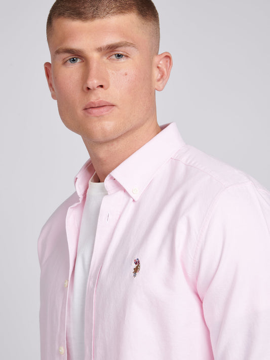 Mens Peached Oxford Shirt in Orchid Pink