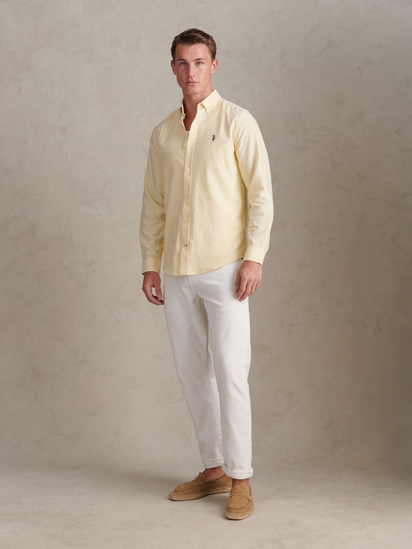 Mens Peached Oxford Shirt in French Vanilla