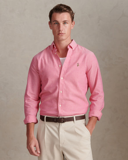 Mens Peached Oxford Shirt in Chateau Rose