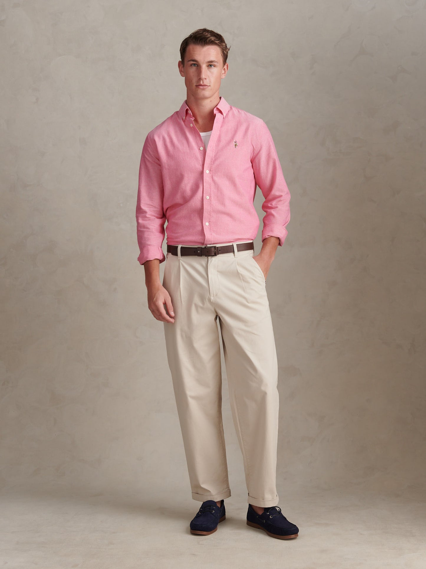 Mens Peached Oxford Shirt in Chateau Rose
