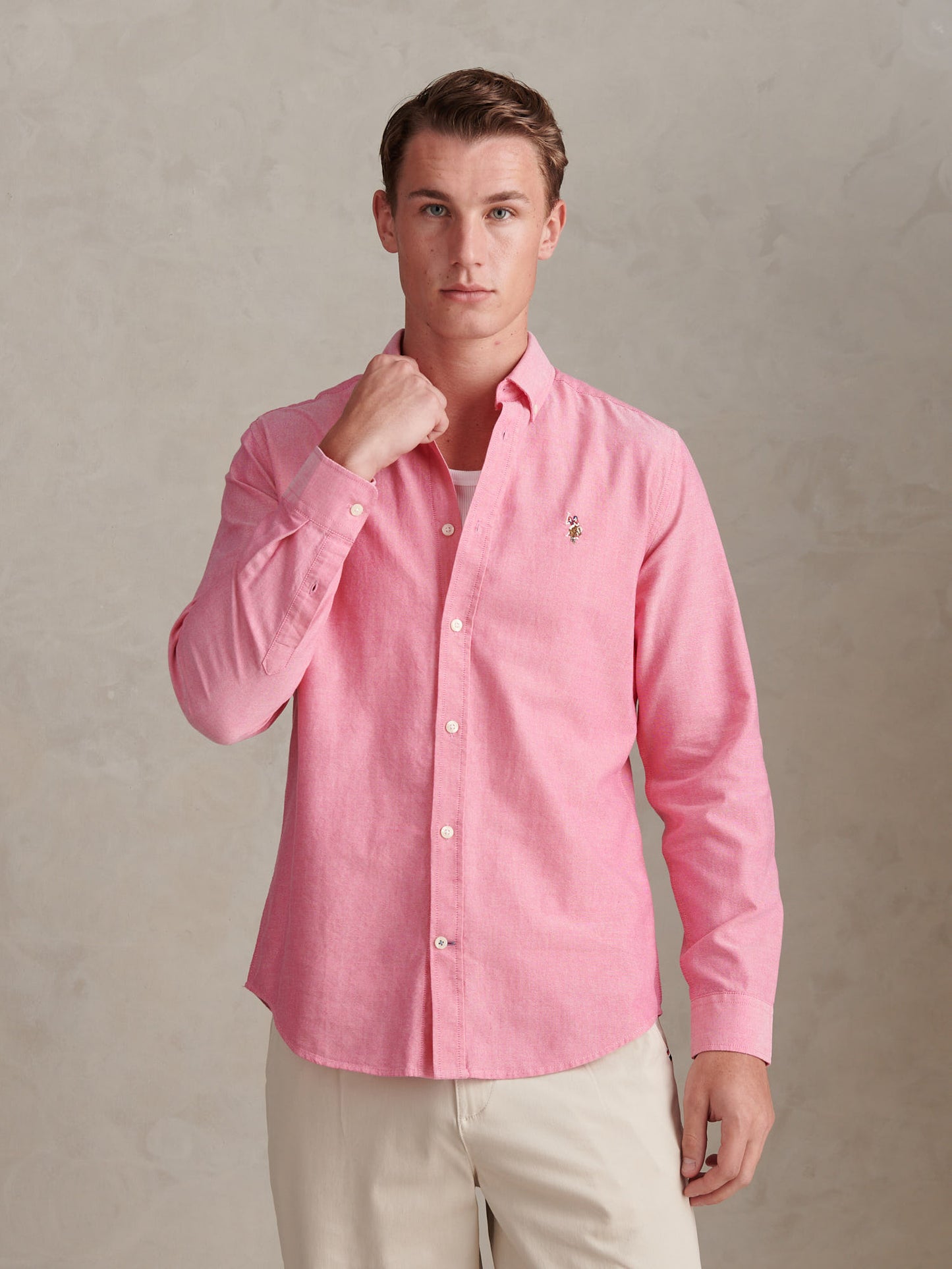 Mens Peached Oxford Shirt in Chateau Rose