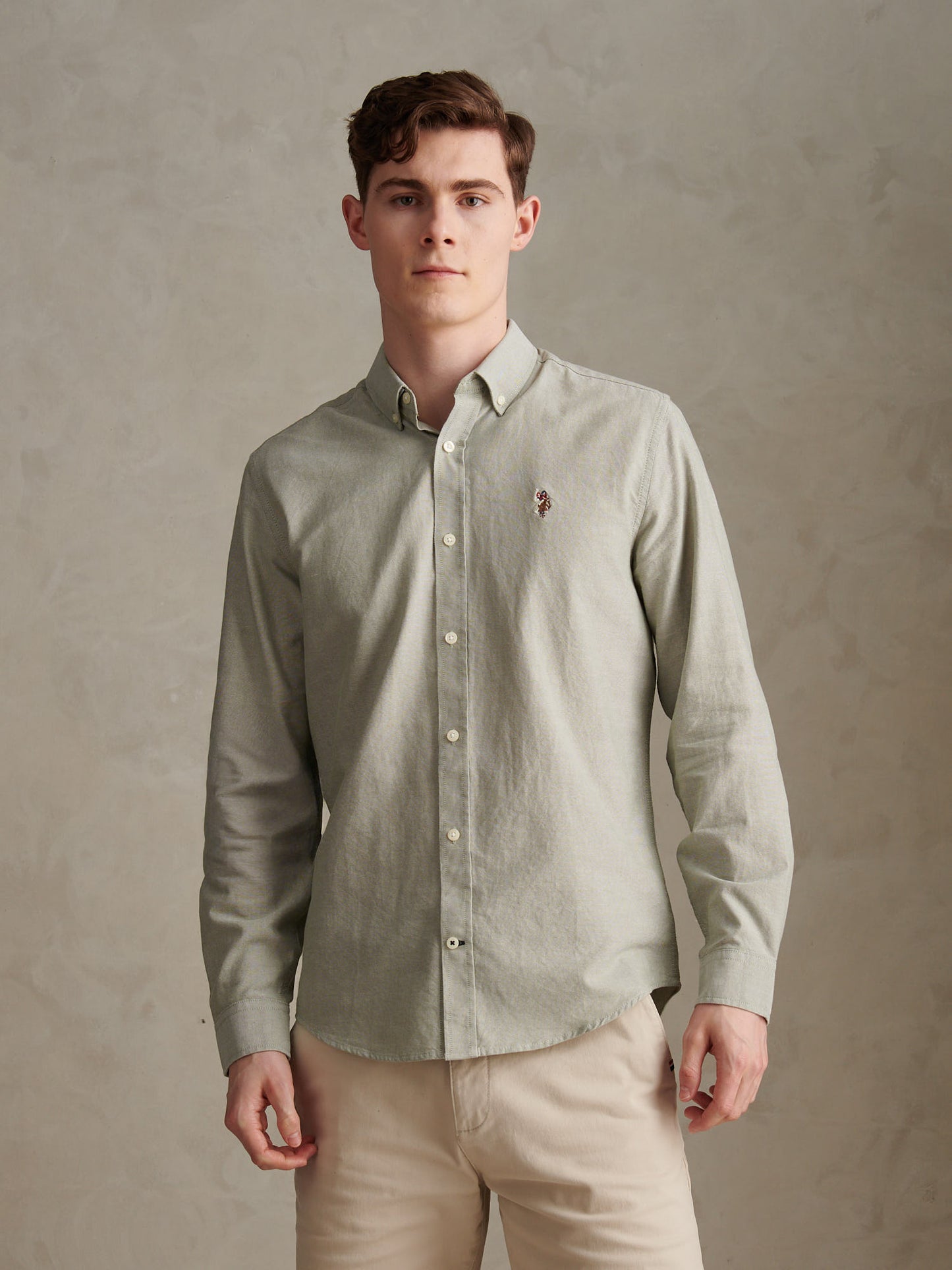 Mens Peached Oxford Shirt in Sea Spray