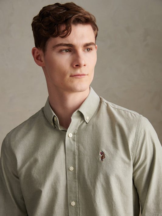 Mens Peached Oxford Shirt in Sea Spray