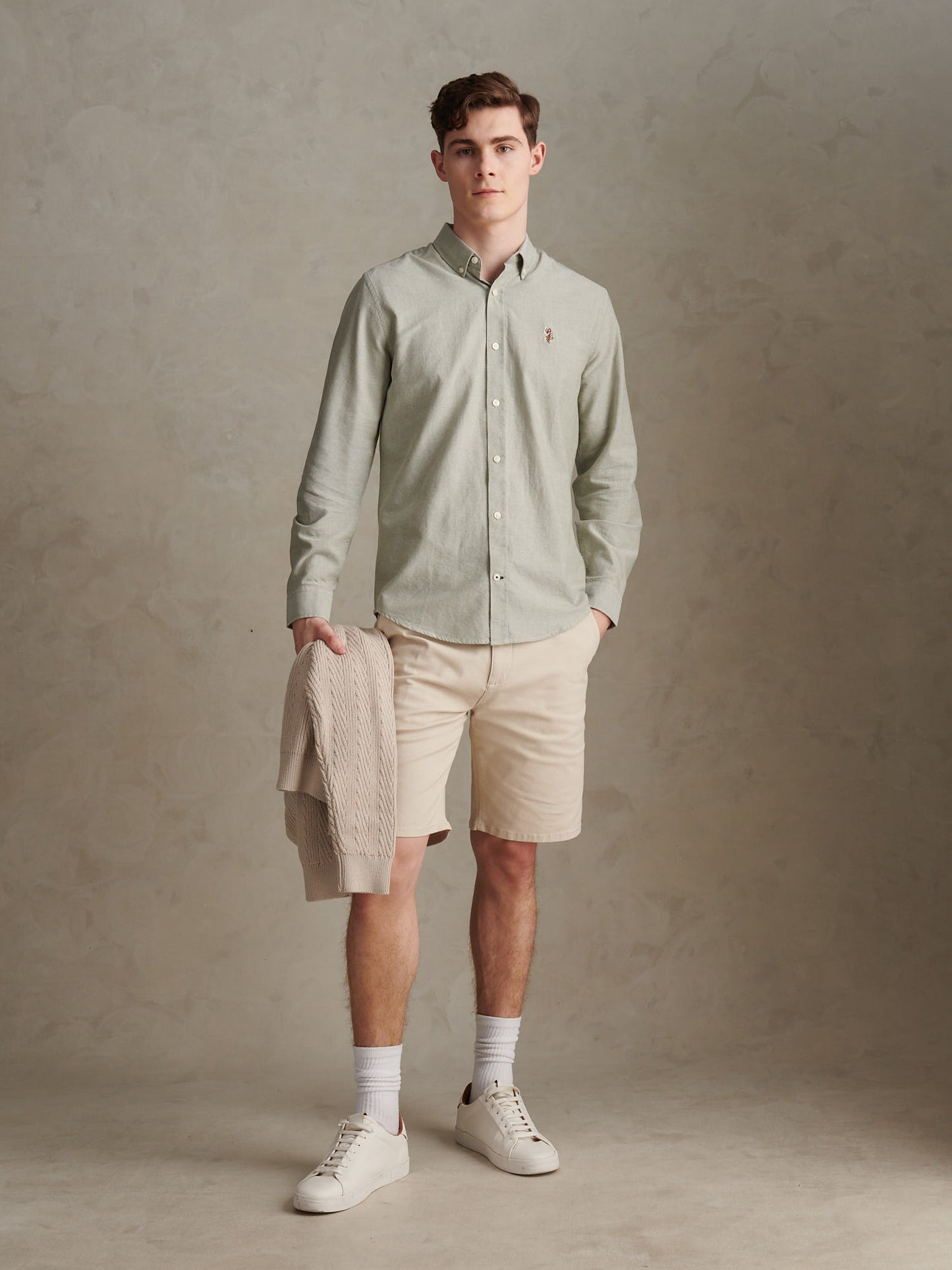 Mens Peached Oxford Shirt in Sea Spray
