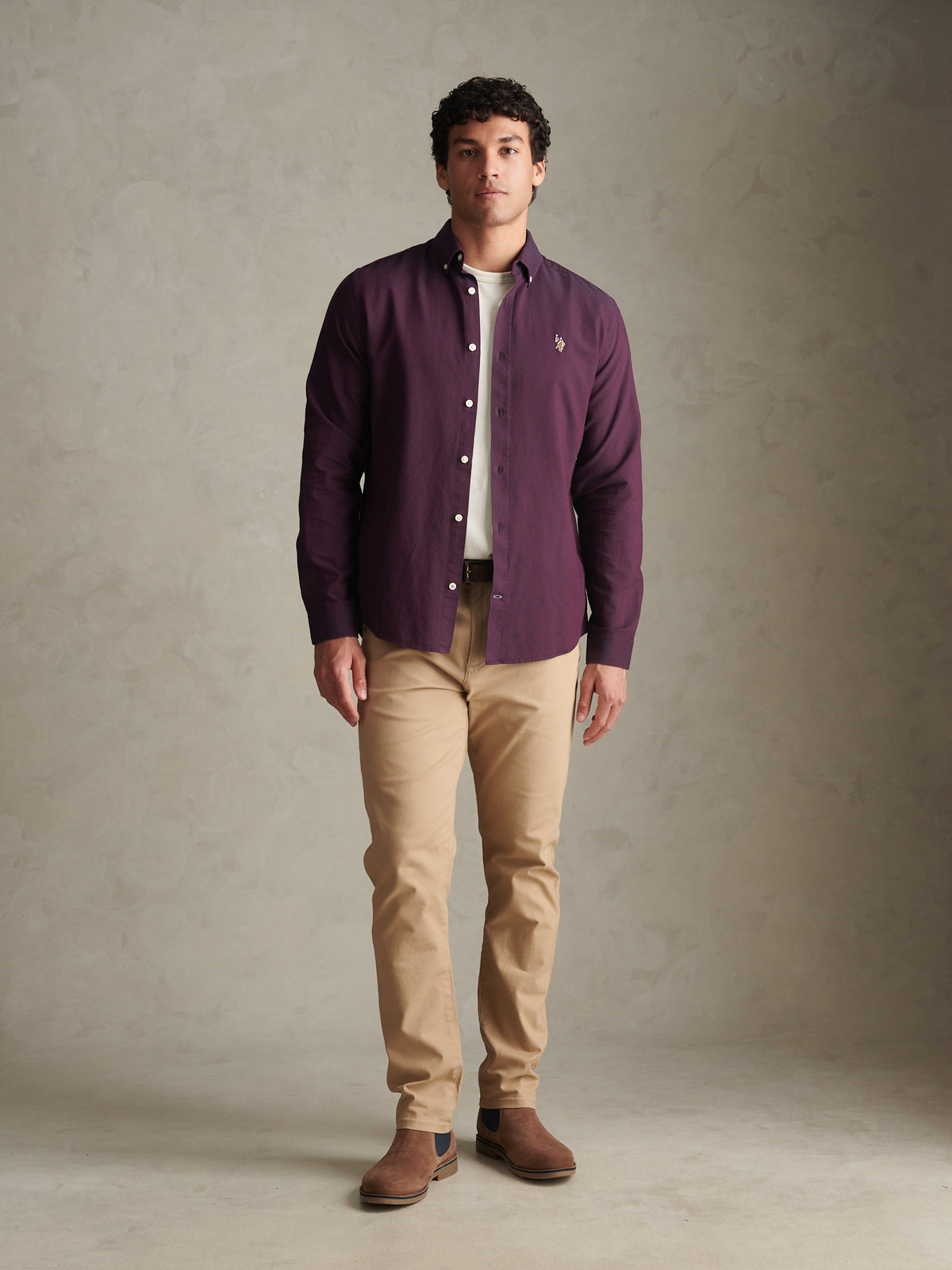 Mens Peached Oxford Shirt Fig