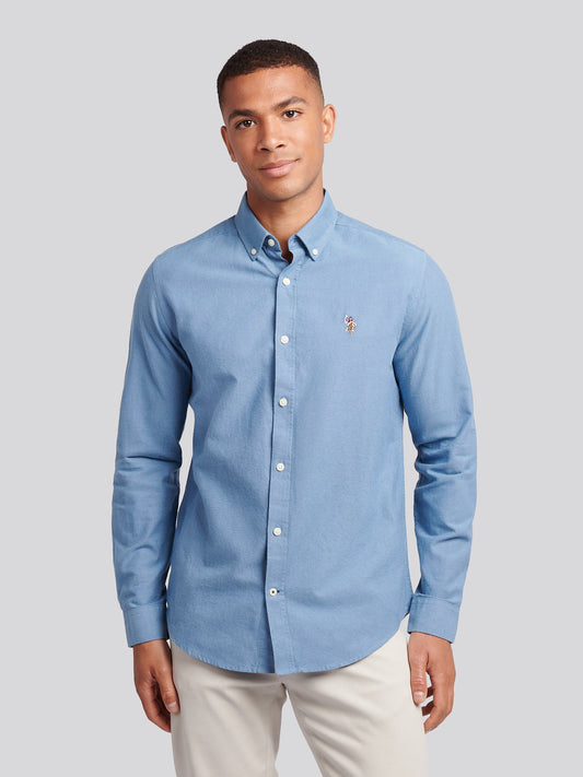 Mens Peached Oxford Shirt in Vintage Indigo
