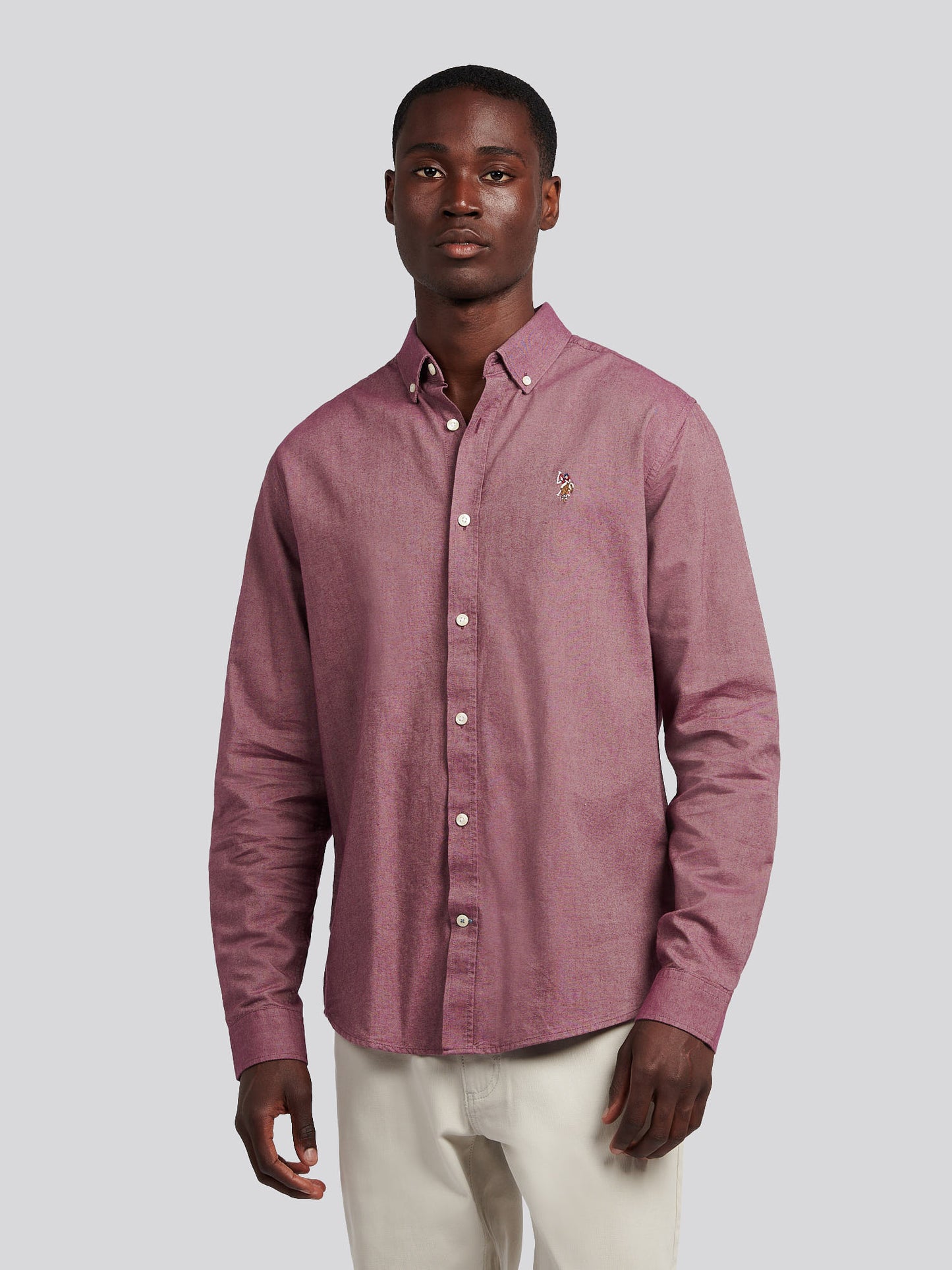 Mens Peached Oxford Shirt in Grape Wine