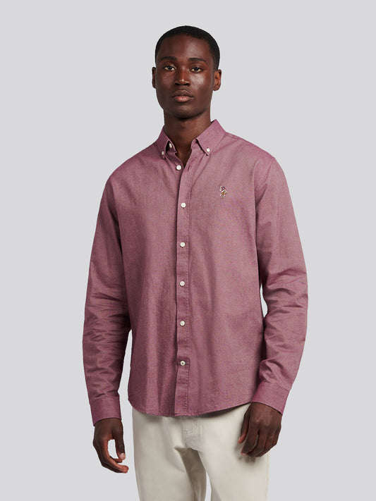 Mens Peached Oxford Shirt in Grape Wine