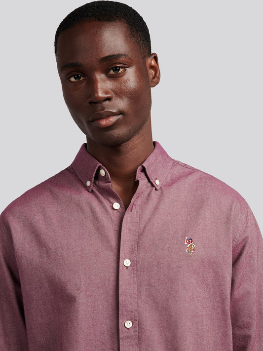 Mens Peached Oxford Shirt in Grape Wine