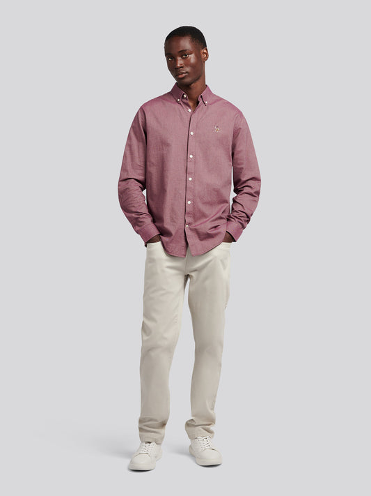 Mens Peached Oxford Shirt in Grape Wine