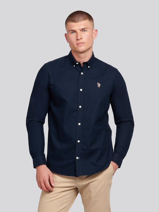 Mens Peached Oxford Shirt in Dark Sapphire Navy