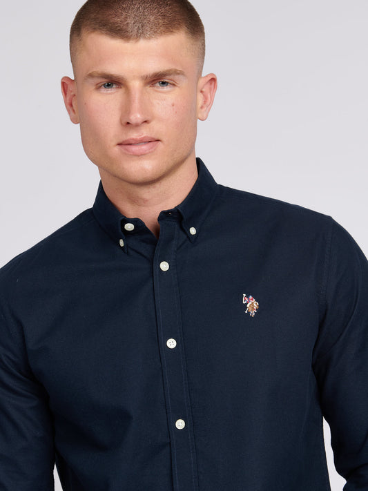Mens Peached Oxford Shirt in Dark Sapphire Navy