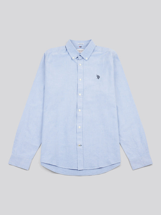 Mens Peached Oxford Shirt in Blue Yonder / Dark Sapphire DHM
