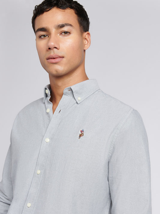 Mens Peached Oxford Shirt in Mulled Basil