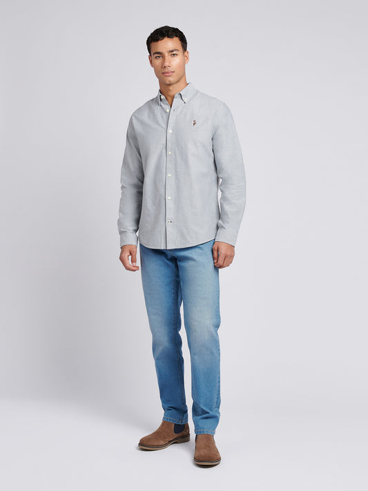 Mens Peached Oxford Shirt in Mulled Basil
