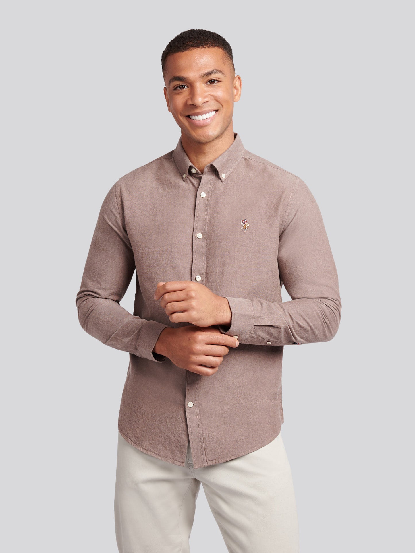 Mens Peached Oxford Shirt in Chocolate Martini