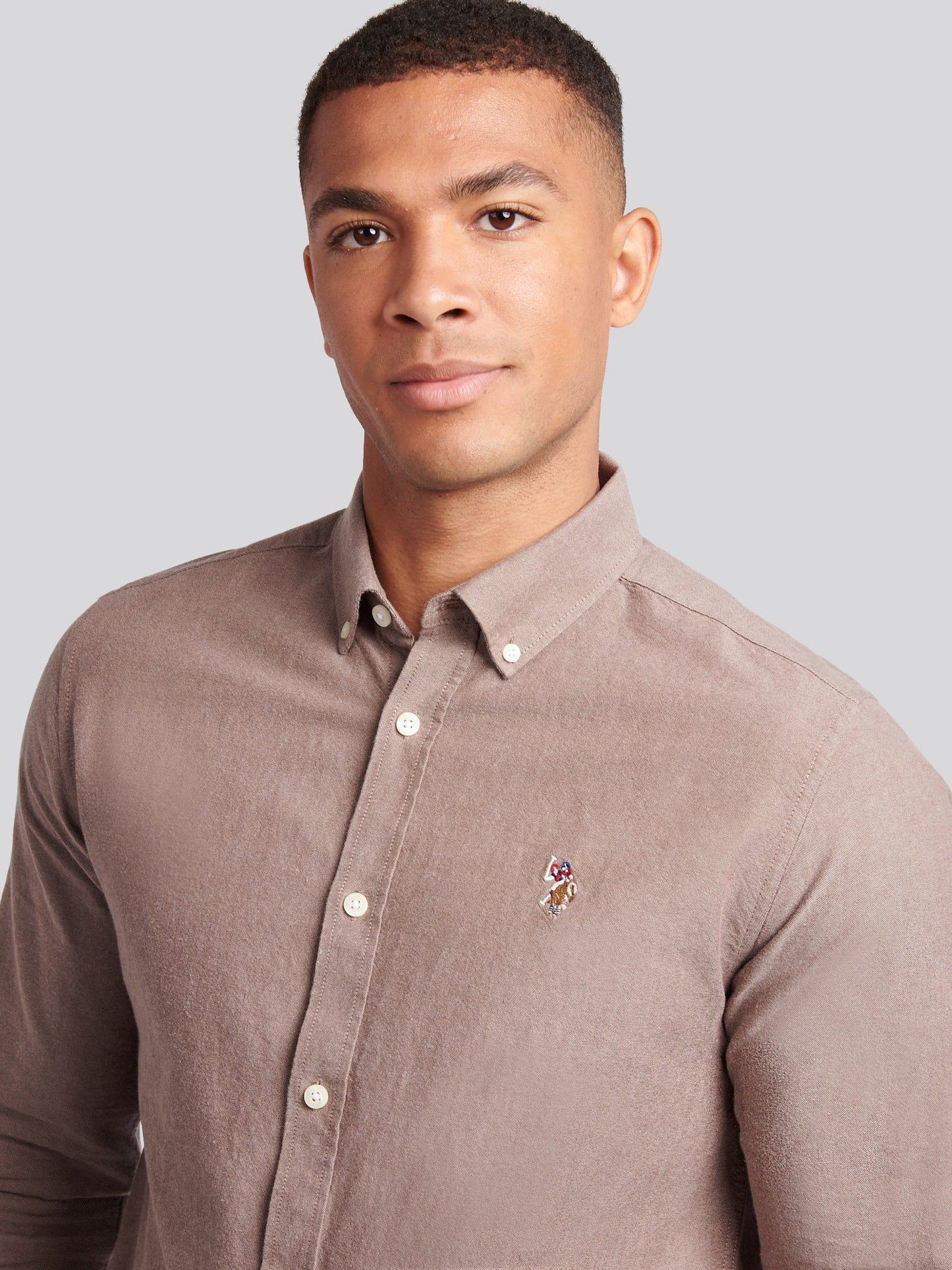 Mens Peached Oxford Shirt in Chocolate Martini