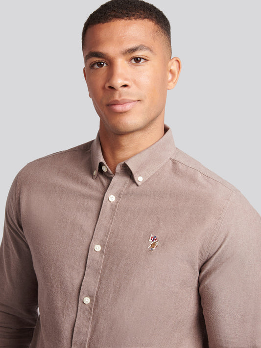 Mens Peached Oxford Shirt in Chocolate Martini