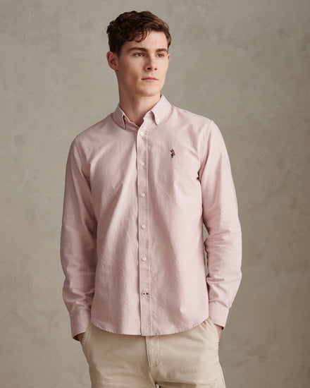 Mens Peached Oxford Shirt in Sepia Rose