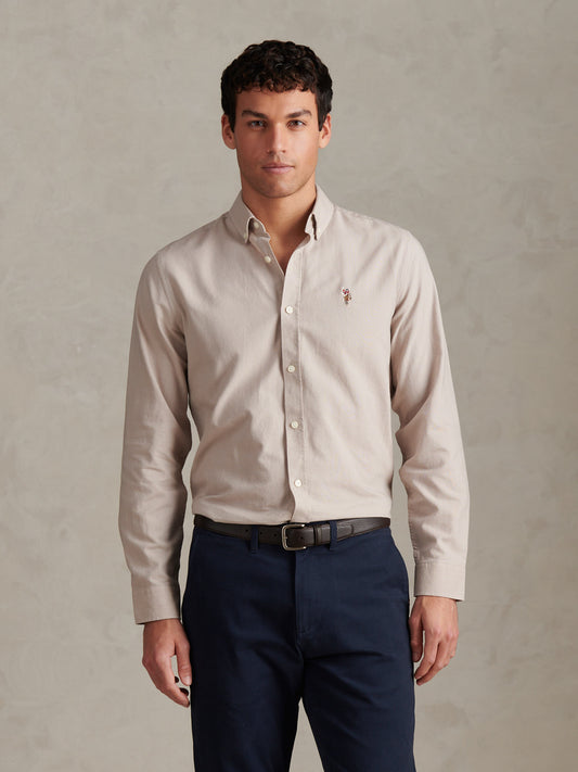 Mens Peached Oxford Shirt in String