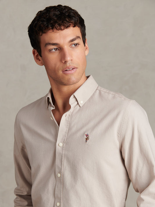 Mens Peached Oxford Shirt in String