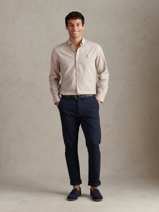 Mens Peached Oxford Shirt in String