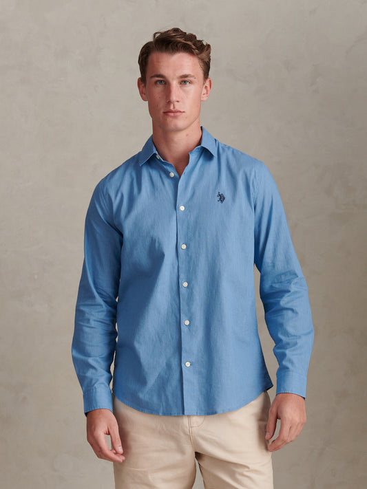 Mens Linen Blend Shirt in Riviera