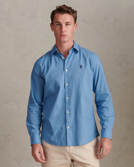 Mens Linen Blend Shirt in Riviera