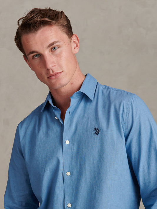 Mens Linen Blend Shirt in Riviera