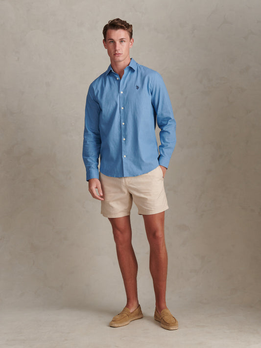 Mens Linen Blend Shirt in Riviera