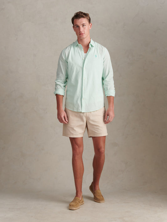 Mens Linen Blend Shirt in Honeydew