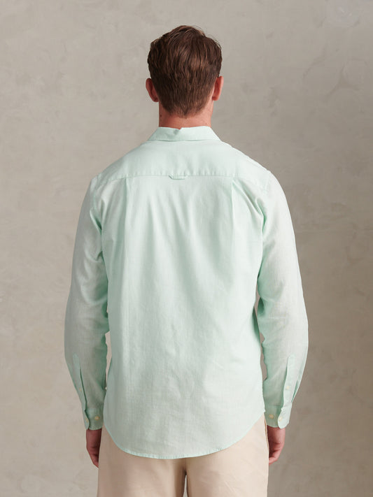 Mens Linen Blend Shirt in Honeydew