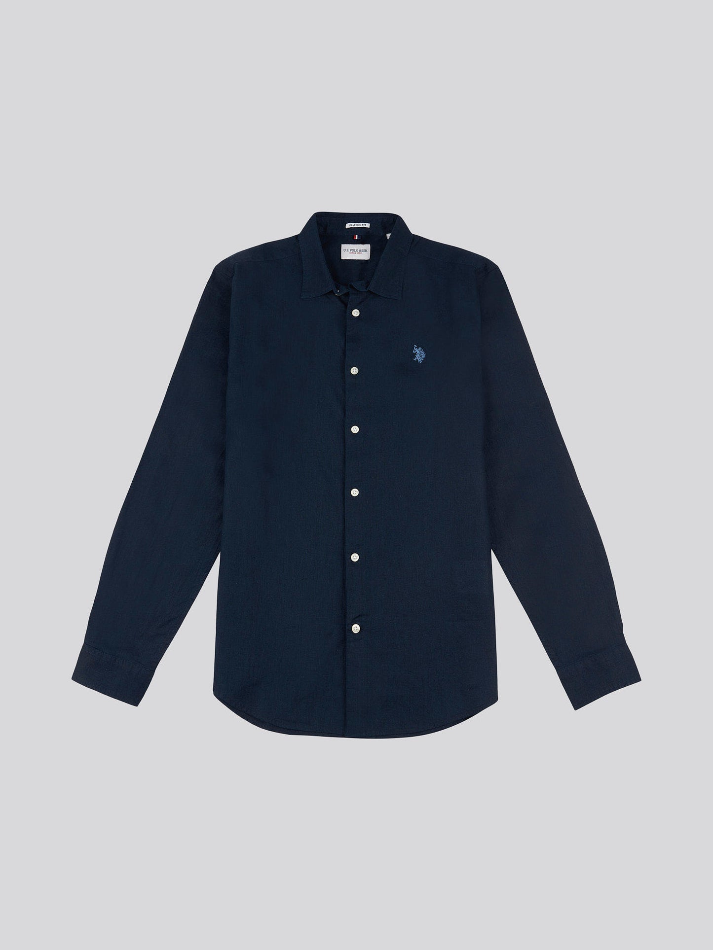 Mens Linen Blend Shirt in Dark Sapphire Navy / Moonlight Blue DHM