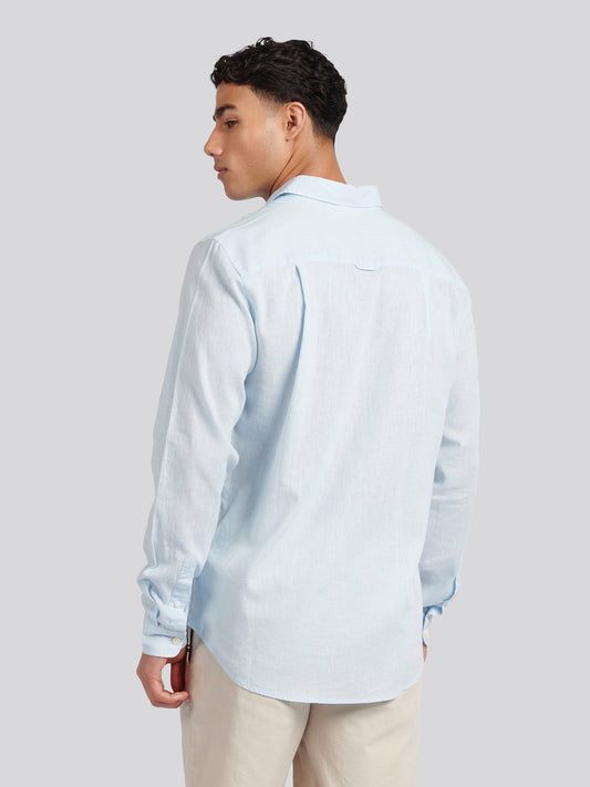 Mens Linen Blend Shirt in Ice Blue