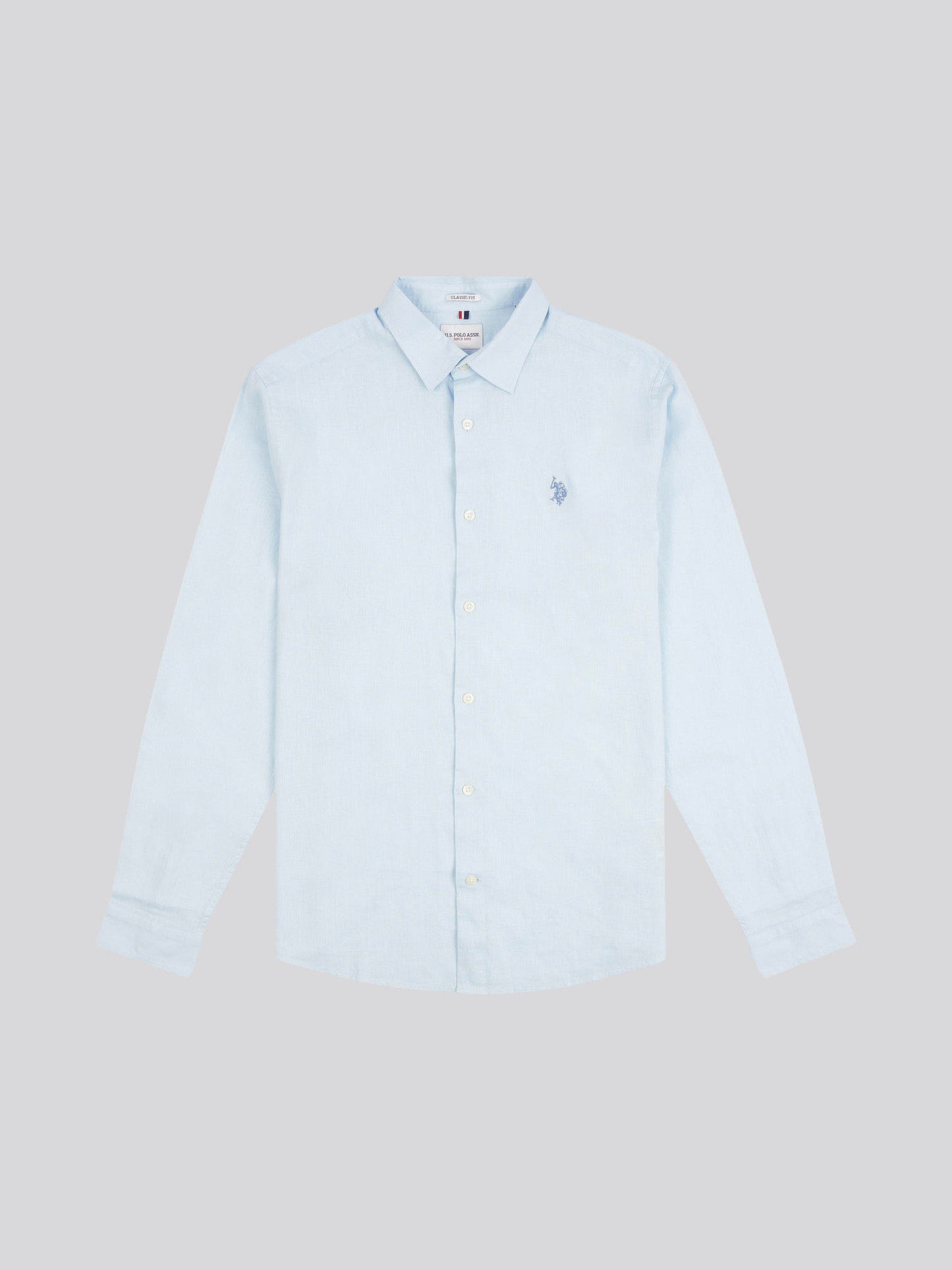 Mens Linen Blend Shirt in Ice Blue