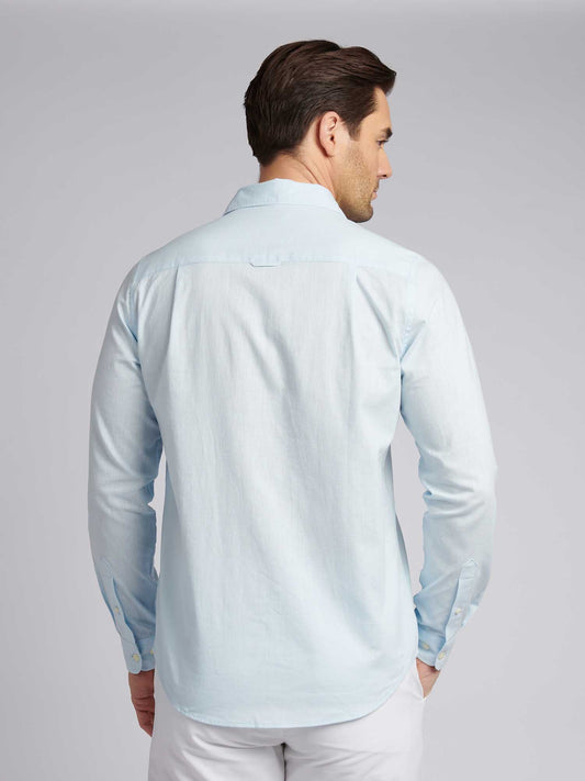 Mens Linen Blend Shirt in Ice Water