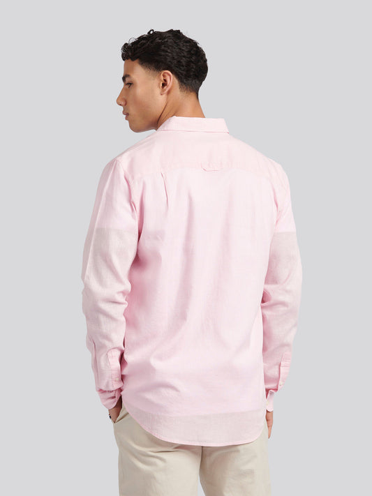 Mens Linen Blend Shirt in Pink a Boo