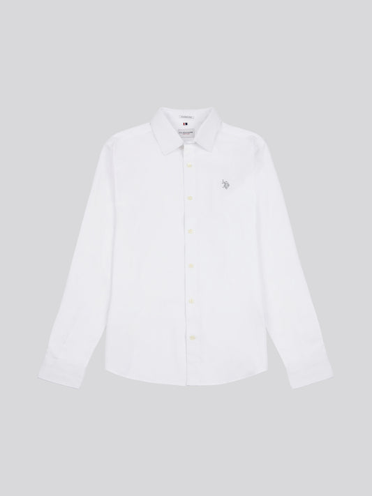 Mens Linen Blend Shirt Bright White / Harbour Mist
