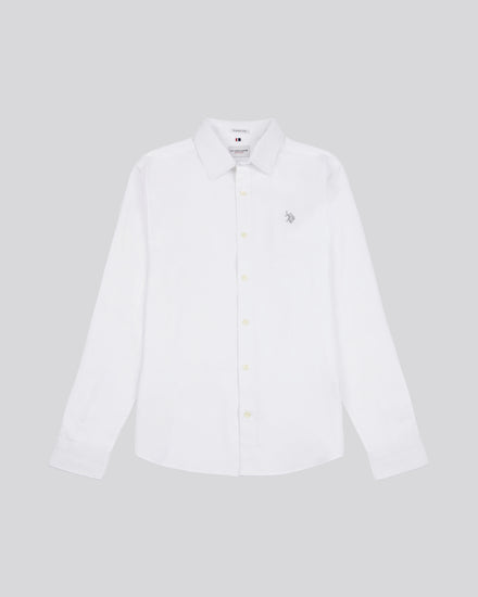 Mens Linen Blend Shirt Bright White / Harbour Mist