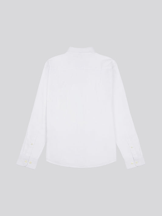Mens Linen Blend Shirt Bright White / Harbour Mist