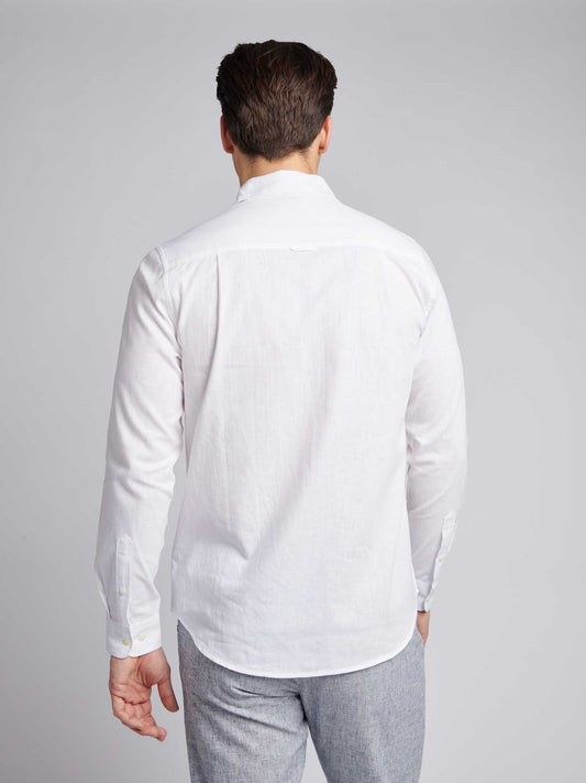 Mens Linen Blend Shirt in Bright White / Harbour Mist