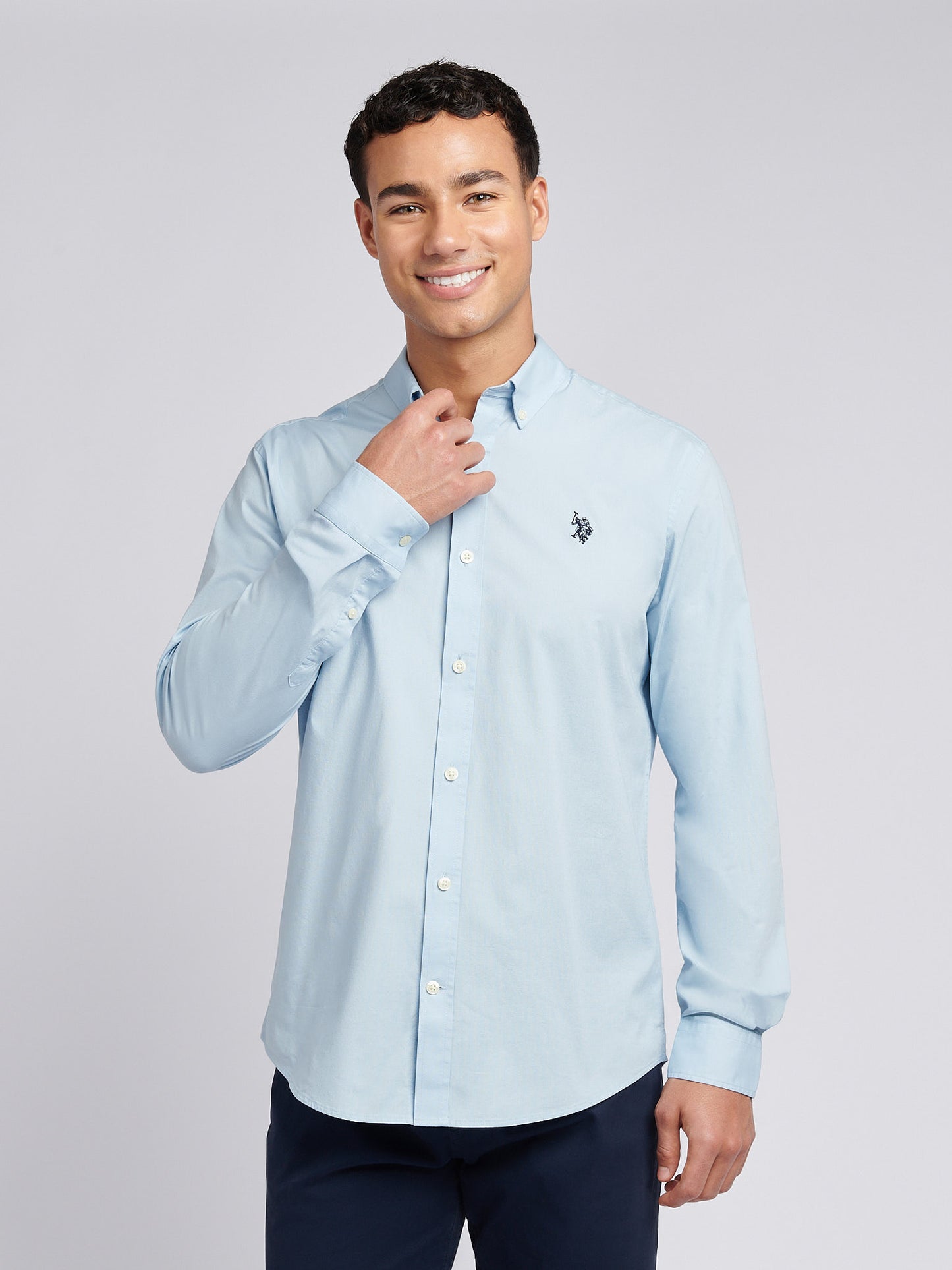 Mens Stretch Cotton Poplin Shirt Skyway