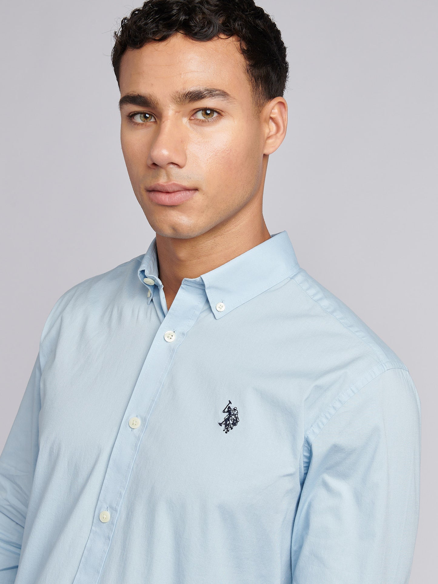 Mens Stretch Cotton Poplin Shirt Skyway